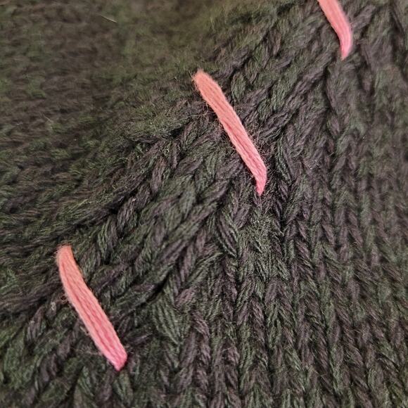 Quacker Factory Pig Quarter-Zip Sweater Black/Pink Cotton Women's M NWT - Picture 11 of 16